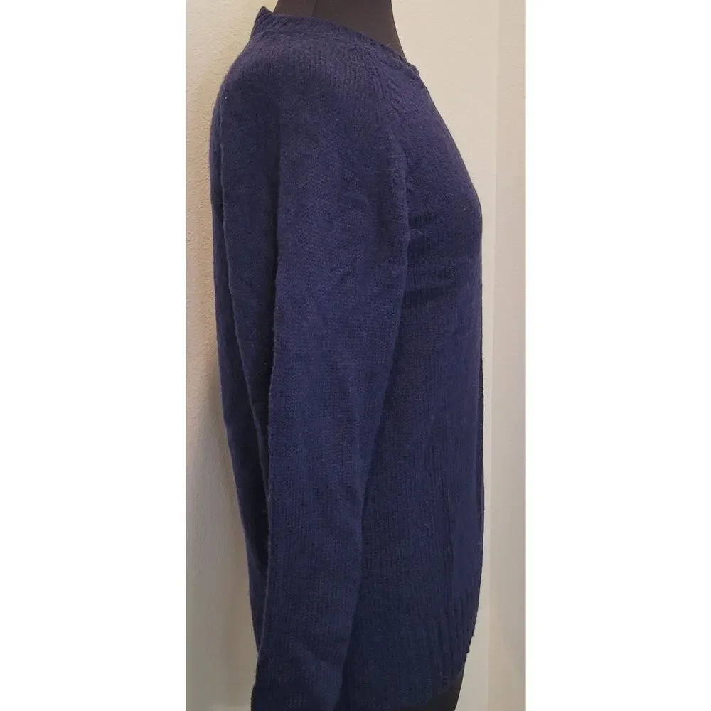 VTG Fox Collection Navy Wool Blend Sweater M Heritage Knit